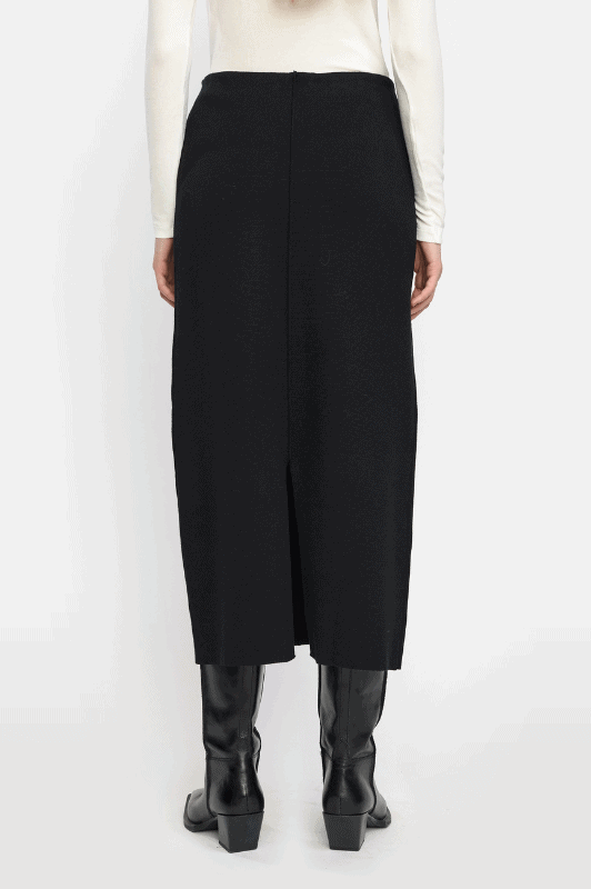 Soft Rebels Henrietta Slit Skirt | Lang strik nederdel sort