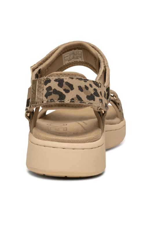 Woden Line sandal | Damesandal i leopard ruskind Natural Soft sål