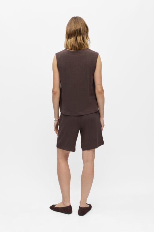Object Sanne chokoladebrun shorts i hørmix I Dresslab