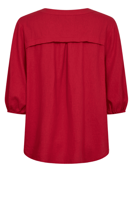 Freequent Lava shirt | Feminin hørbluse i rød I Dresslab