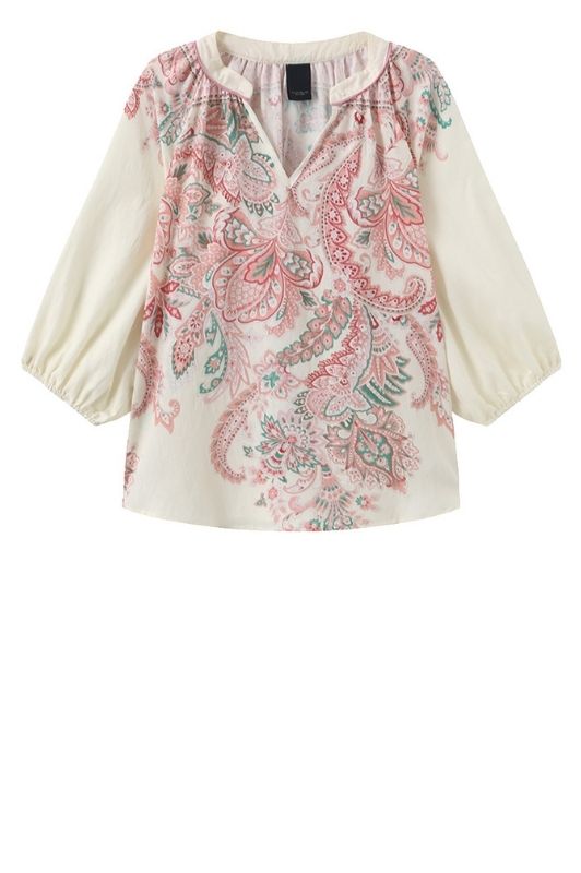Luxzuz Violetta bluse I Creme viskose top med paisleyprint