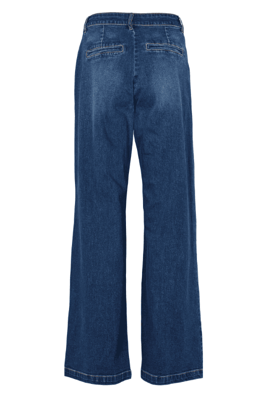 Prepair Malia | Jeans med viddeben i mørk blå vask