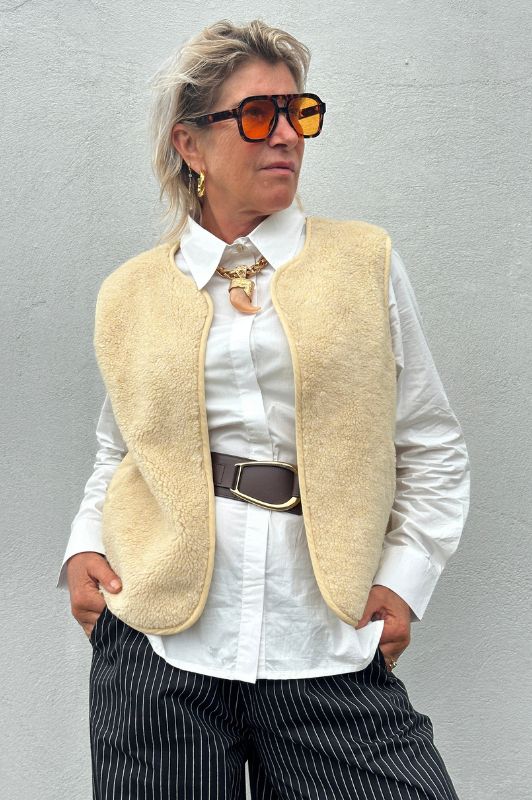 Gaspar Duffy vest I Cool teddy vest i off-white