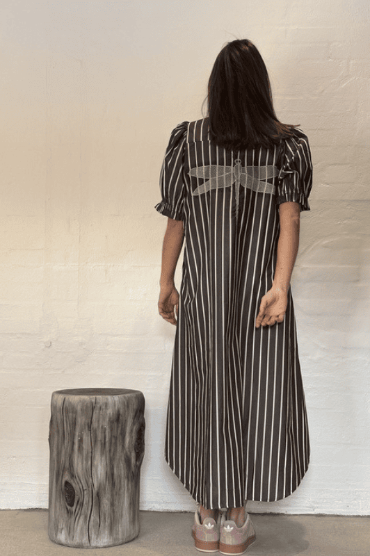 Gaspar Tunø dress | Brun strib I Dresslab