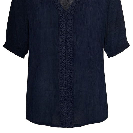 Ofelia Tona bluse i creppet navy  I Dresslab