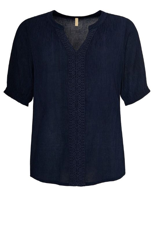 Ofelia Tona bluse i creppet navy  I Dresslab