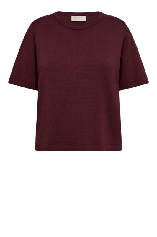Freequent Rose pullover I Kortærmet strikbluse i bordeaux