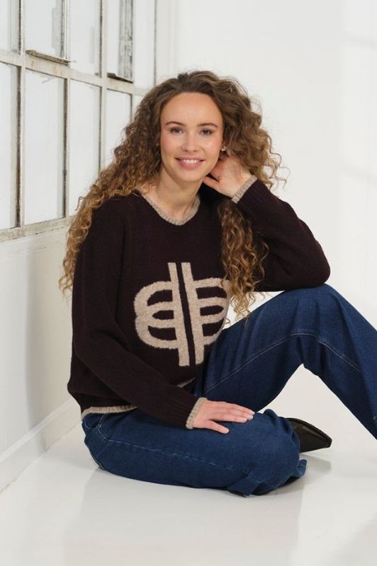 Prepair Babara Knit | Striktrøje i bordeaux med logo