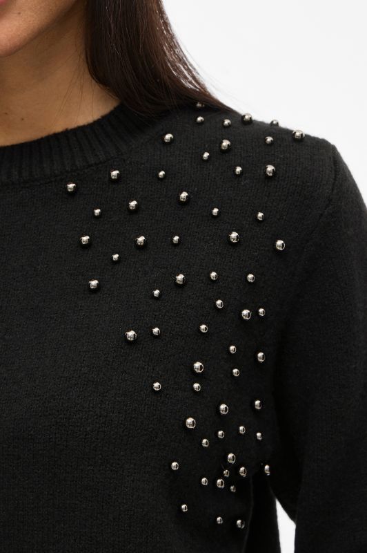 VILA Vilanie strik | Sort strik med perler