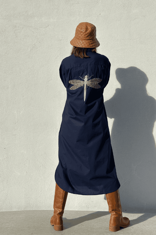 PRE ORDER Gaspar Sevilla poplin dress i navy