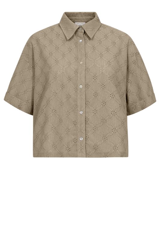 Freequent Mirna bluse I Pointelle skjorte i sand I Dresslab