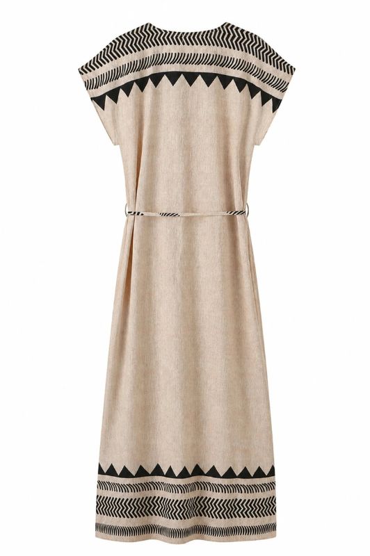 Luxzuz Vera dress | Kortærmet kjole i sand med bindebånd