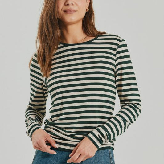 Freequent Liana bluse I Strib grøn hvid