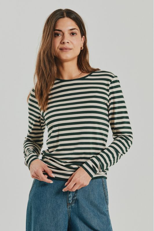 Freequent Liana bluse I Strib grøn hvid
