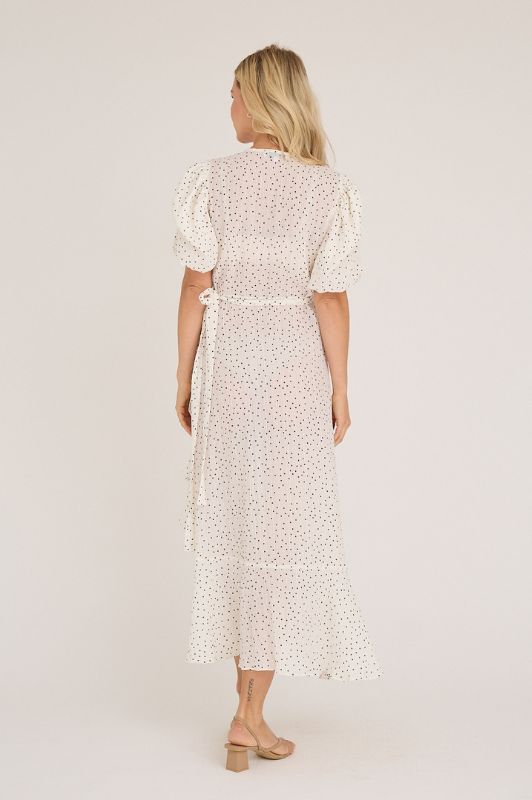A-View Sinda dress I Hvid slå-om kjole med prikker