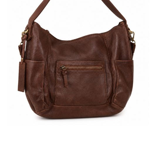 Corium crossbody i washed mørkebrunt skind