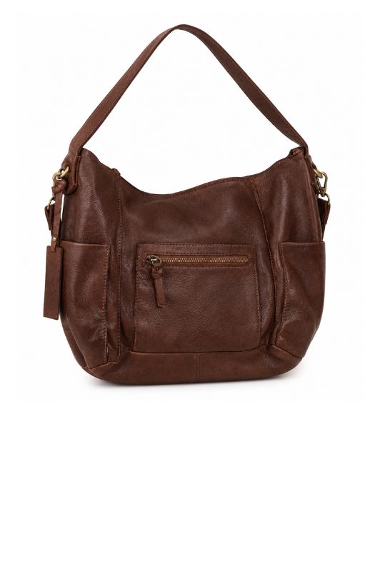 Corium crossbody i washed mørkebrunt skind