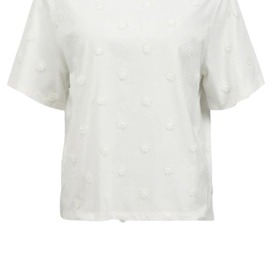 Object Lorie hvid t-shirt med blomster broderi