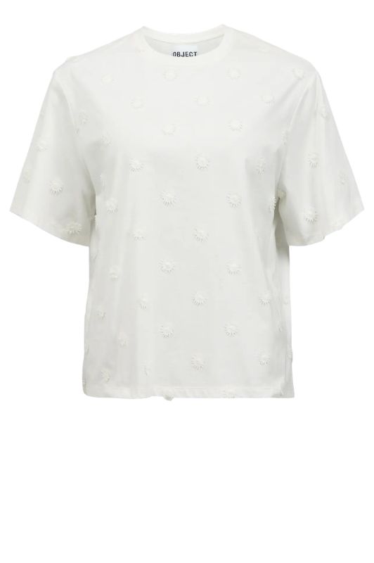 Object Lorie hvid t-shirt med blomster broderi