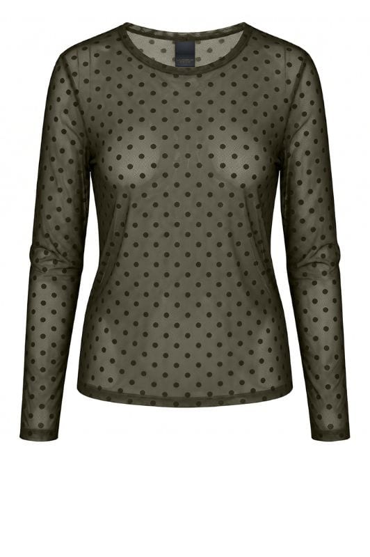 Luxzuz Dot mesh t-shirt I Army prikket meshbluse