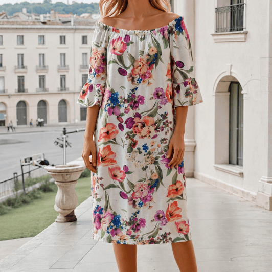 Moondust Multi rose dress I Flot printet viskose sommerkjole