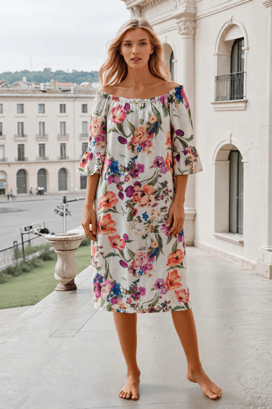 Moondust Multi rose dress I Flot printet viskose sommerkjole