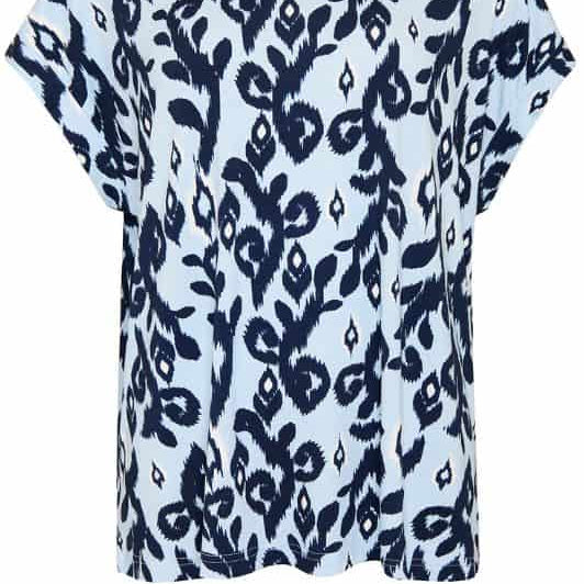 Ofelia Bina t-shirt | Printet blå hvid t-shirt i viscose