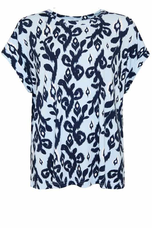 Ofelia Bina t-shirt | Printet blå hvid t-shirt i viscose