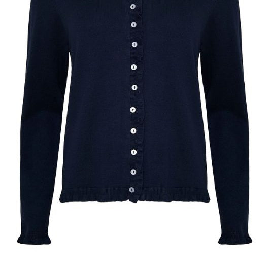 Ofelia Musa strik cardigan I Marineblå med flæsekant