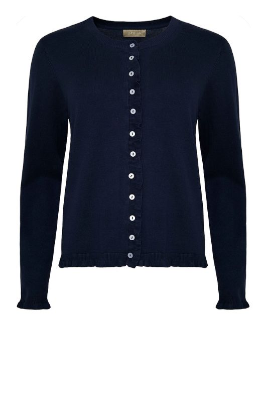 Ofelia Musa strik cardigan I Marineblå med flæsekant