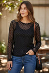 Ofelia Gitte bluse | Sort meshbluse med sorte prikker