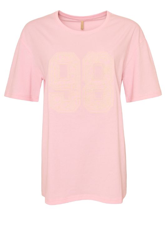 Ofelia Gela t-shirt | Oversized pink tee med broderi I Dresslab