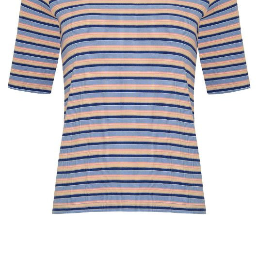 Ofelia Silje t-shirt | Ribbet stribet t-shirt i blå og rosa I Dresslab
