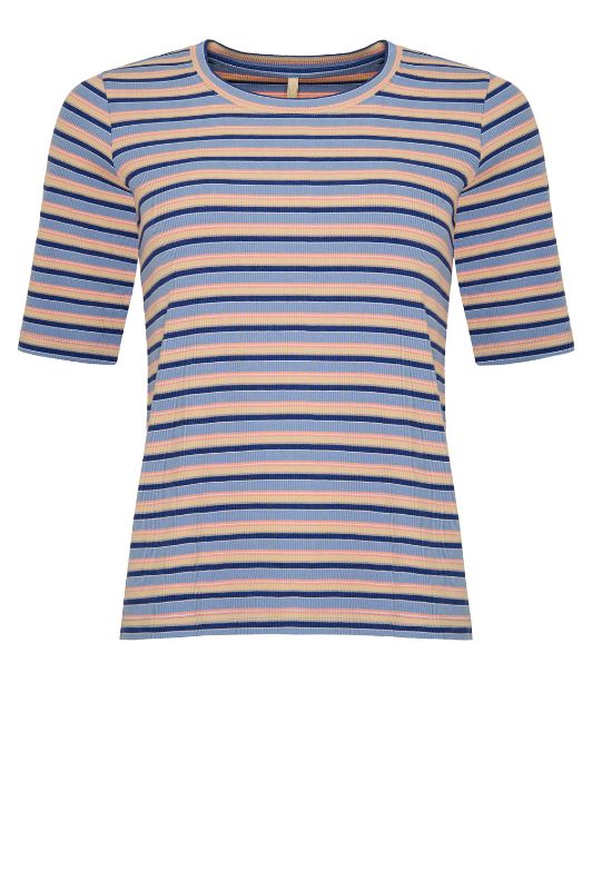 Ofelia Silje t-shirt | Ribbet stribet t-shirt i blå og rosa I Dresslab