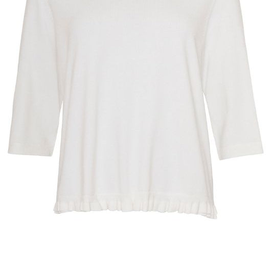 Ofelia Clera strik t-shirt med flæsekant i hvid I Dresslab