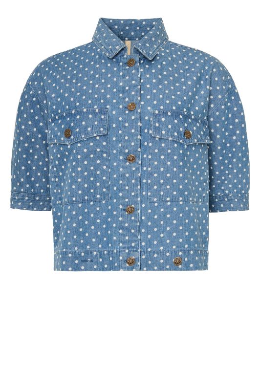 Ofelia Gaia jacket I Kortærmet denimjakke med prikker I Dresslab