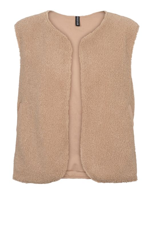 Prepair Tracy vest I Fleece vest i sand med broderi
