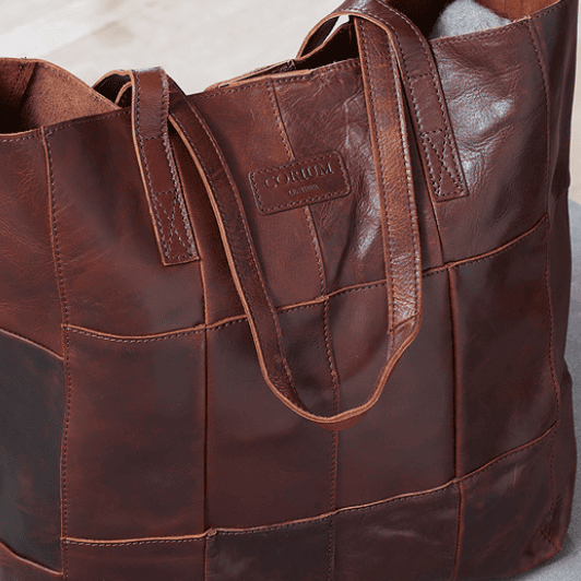 Corium Shopper bag i patchwork | Ægte læder | Brun
