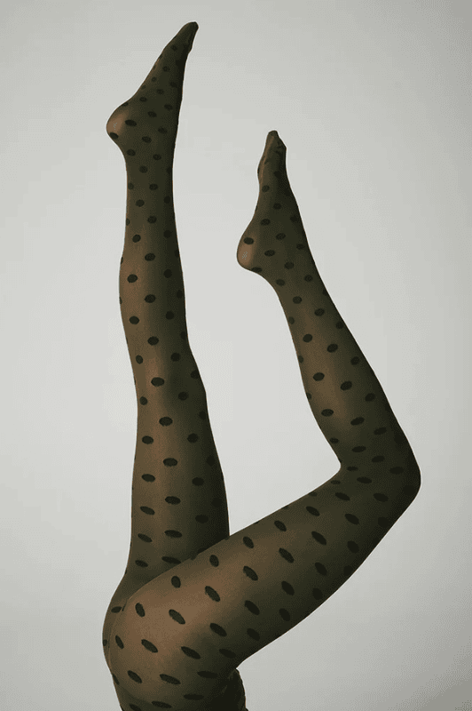 Sneaky Fox tights - Sibyl strømpebuks prikket flaskegrøn og sort