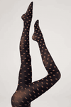Sneaky Fox tights - Sibyl strømpebuks prikket sort og kastanje