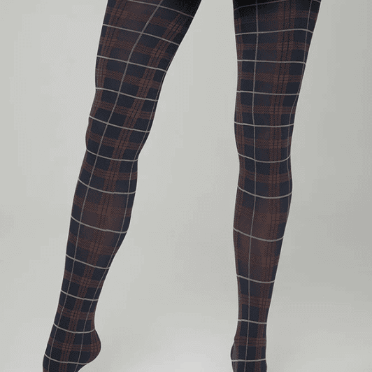 Sneaky Fox tights - Katy strømpebuks ternet marine og kastanjefarvet