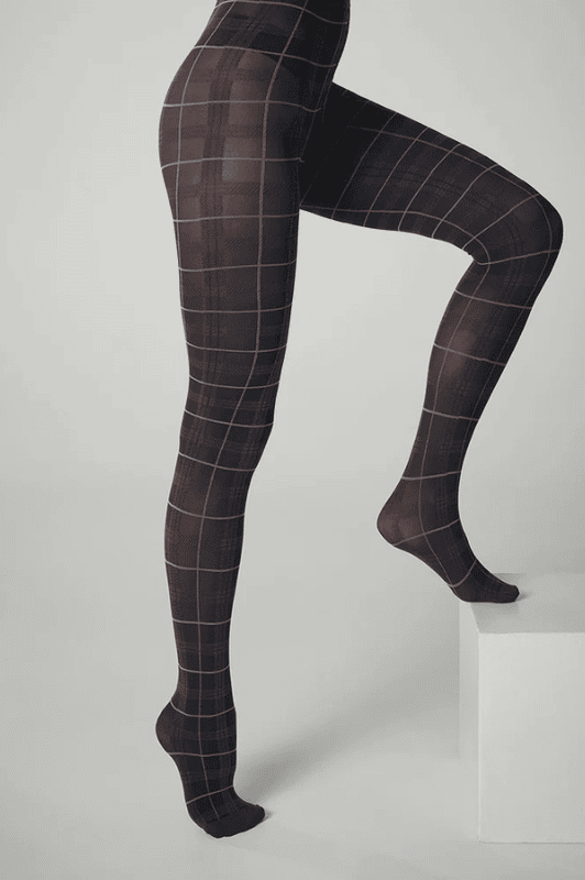 Sneaky Fox tights - Katy strømpebuks ternet marine og kastanjefarvet