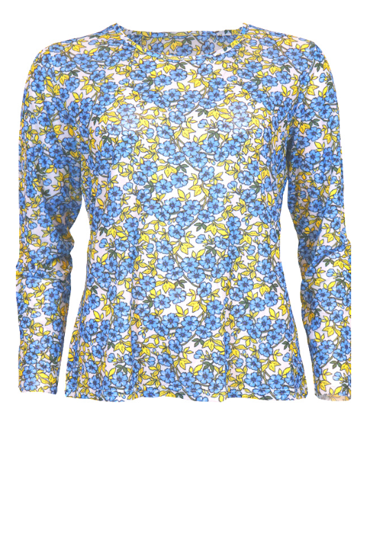 Ofelia Gladis Blouse | Meshbluse | Lyseblå & gul blomst