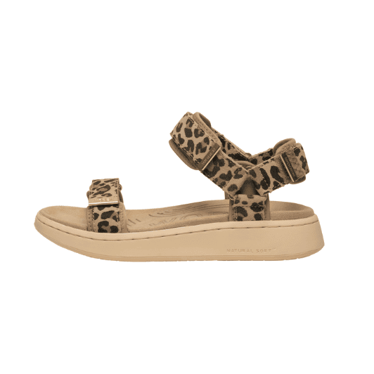 Woden Line sandal | Damesandal i leopard ruskind Natural Soft sål