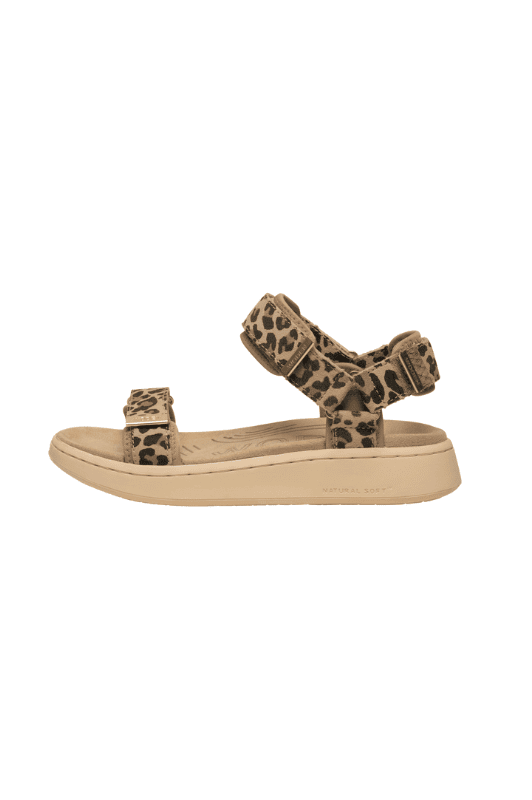Woden Line sandal | Damesandal i leopard ruskind Natural Soft sål