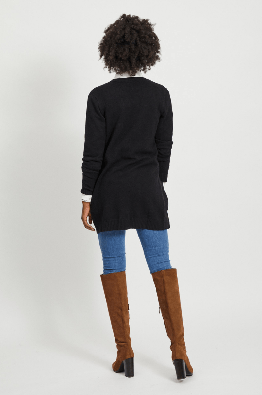 VILA Viril Cardigan kort | Lækker blød strikcardigan i klassisk sort | Bestseller
