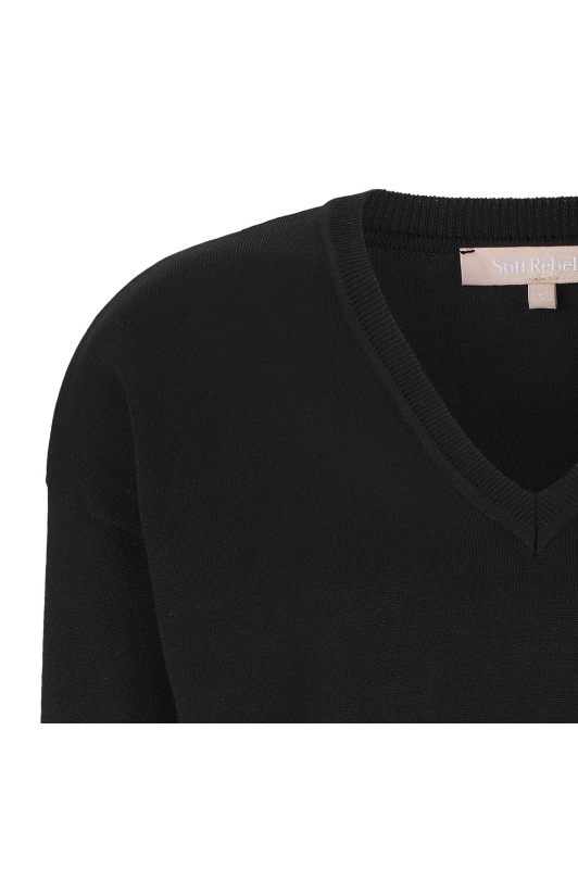 Soft Rebels Lea dress | Strikkjole med v-hals sort