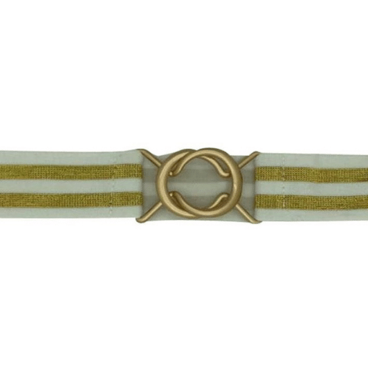 Just d'lux Lurex belt | Elastikbælte | Hvid/guld striber