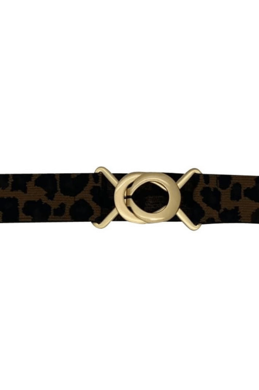 Just d'lux Lurex belt | Elastikbælte | Brun leoprint