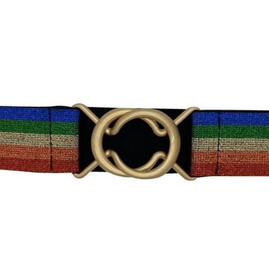 Just d'lux Lurex belt | Elastikbælte | Regnbuefarvet striber